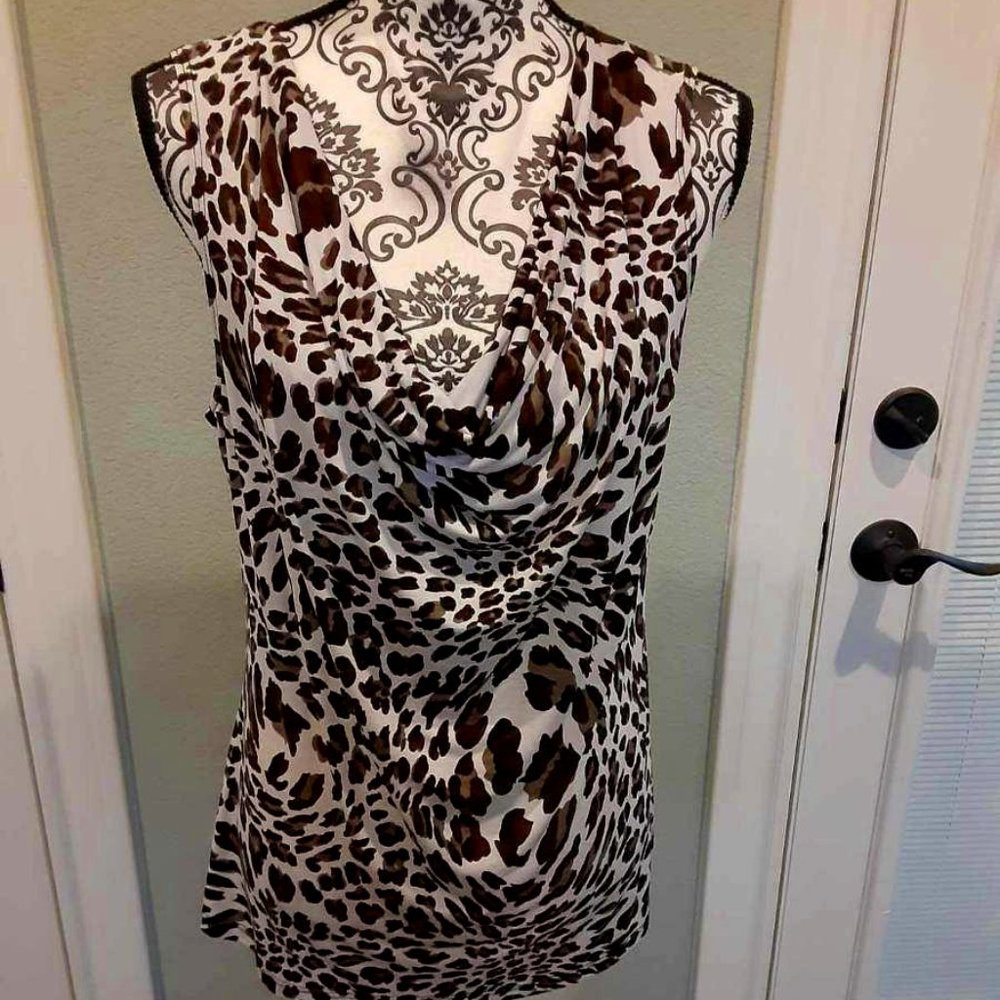 Shannon Ford NY Sheer draped leopard print top